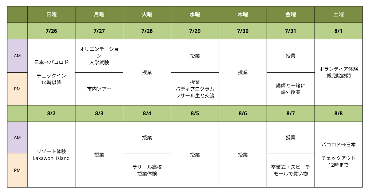 【フィリピン高校生サマーキャンプ2026】アクティビティ付き語学研修2週間プログラム